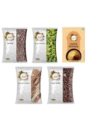 Chounk Whole Spices Combo Pack - 300g, Dry Ginger Powder 100g, Clove, Green Cardamom,Daalchini, Star anise -50g, 100g | of 5