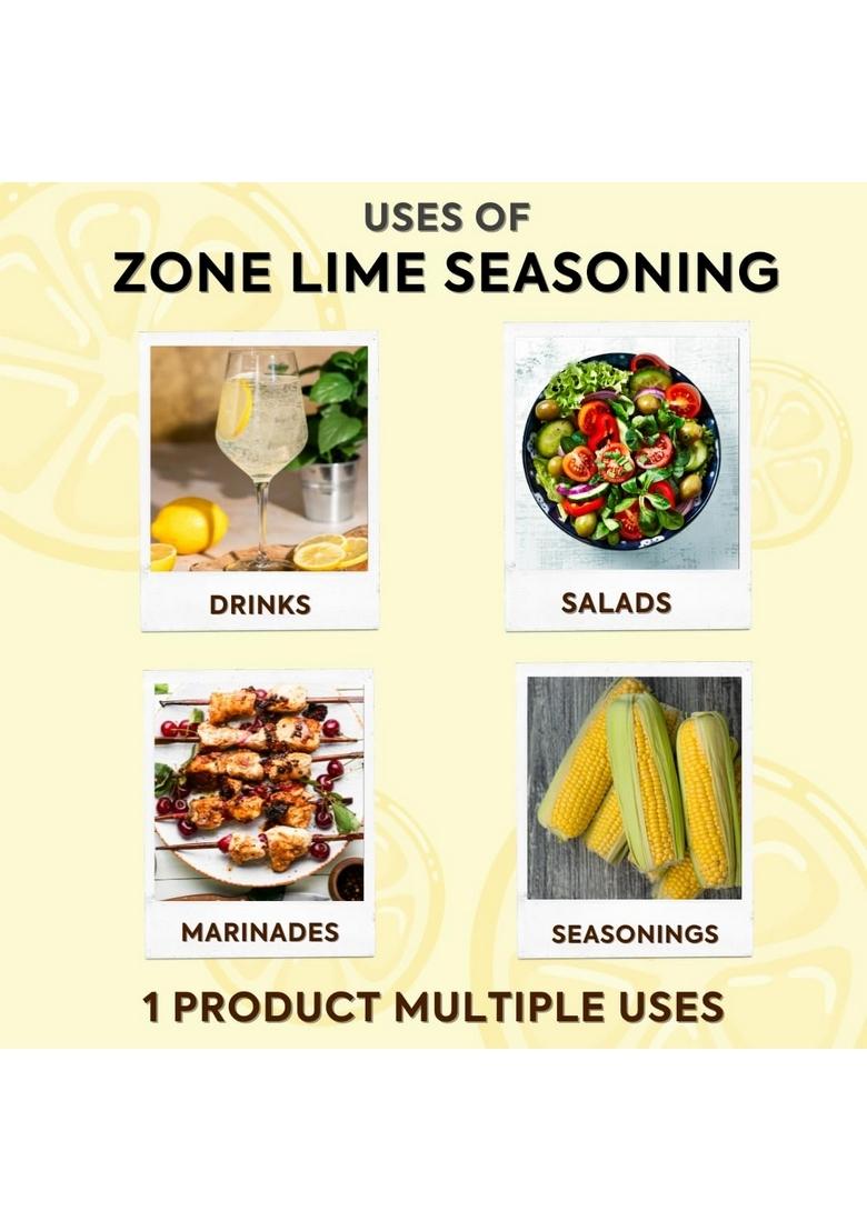 ZONE Lime Seasoning Mix, 500g | Replace Fresh Limes and Lemons Suitable for Beverages, Seasonings, Marination, Salads
