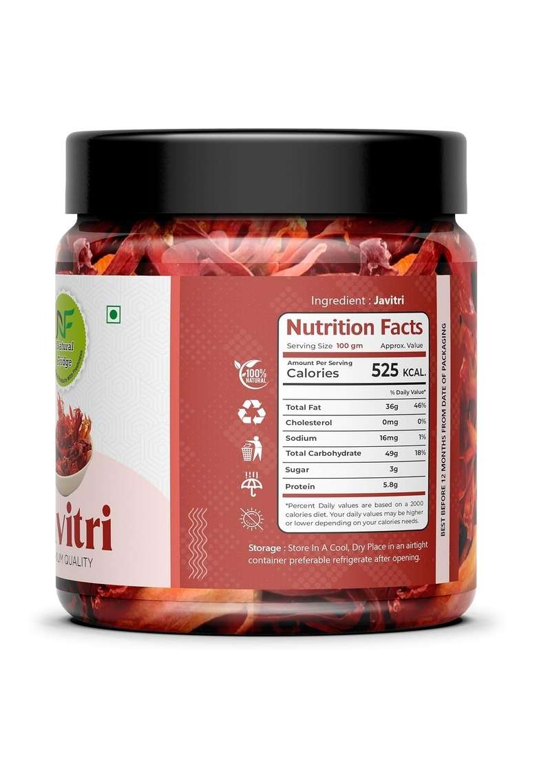Natural Fridge Whole Javitri (Mace) - 100g | Dental Health, Protects Kidney & Boosts Blood Circulation Jar Pack for Enhanced Culinary Experiences - Indya