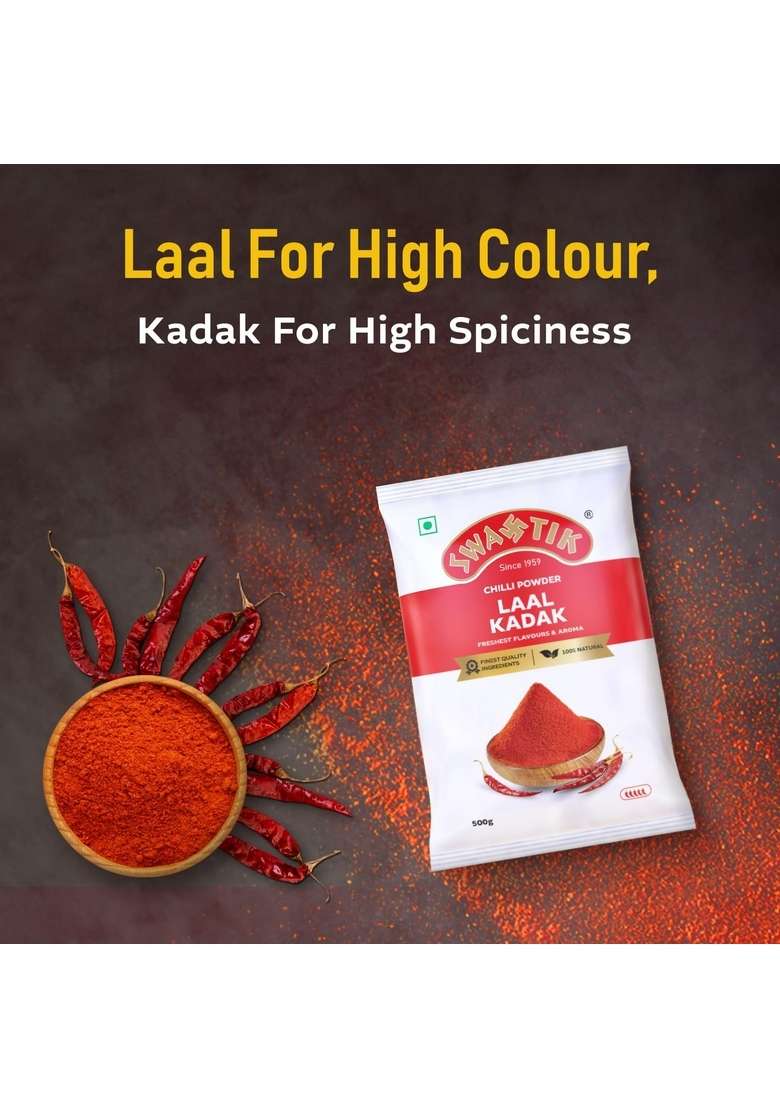 Swastik Laal kadak Chilli Powder | Rich In Flavour No Added Colours Natural And Authentic (500 Gram) - Indya