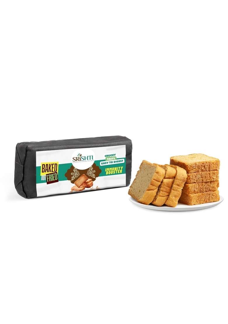 GREEN SRISHTI -Vegan, 100% Certified Organic Mixed Millet Sugar free Rusk 110 gm pack | Crispy, tasty,Healthy, Gluten-Free, Guilt-Free Snack for Tea-Time Bliss - Indya