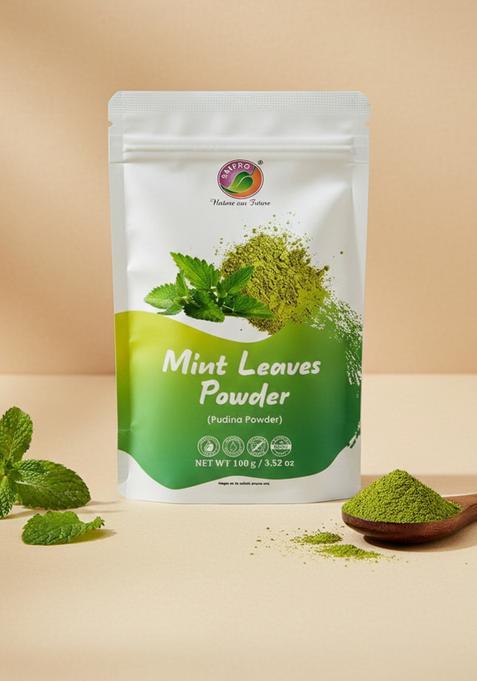 SAIPRO Nature our Future Mint Leaves Powder 100 gm, Natural Dry Pudina For beverages, mocktail, vegetables, fruit salads, grain salads | No Artificial Flavours, Colours, Mentha Powder| Leaf Powder, All Purpose Seasoning, Vegan, Gluten Free