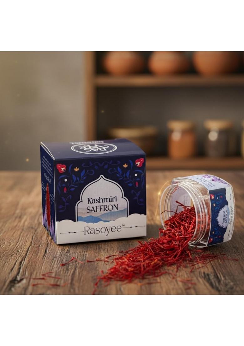 Rasoyee Kashmiri Saffron | Pure & Authentic A+++ Grade Threads For Cooking Wellness 100% Natural Hand Harvested Premium Kesar From Kashmir