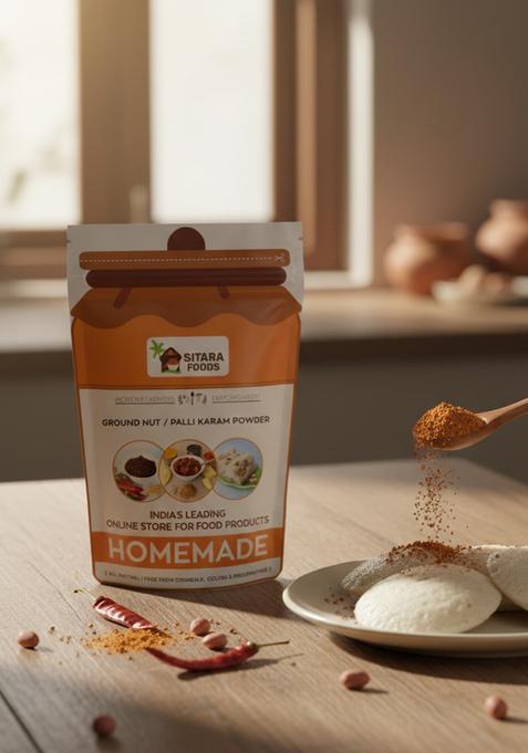 SITARA FOODS Palli Karam Podi Ground Nut Powder Homemade Andhra Style Hot