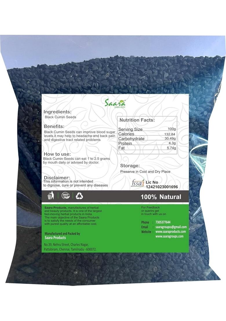SAARA Herbal Fresh Black Cumin Seeds, 101G, Karunjeeragam Kala Jeera, Kalonji Nigella (Pack Of 1)