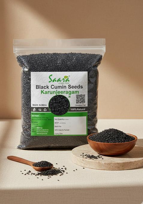 SAARA Herbal Fresh Black Cumin Seeds, 101G, Karunjeeragam Kala Jeera, Kalonji Nigella (Pack Of 1)