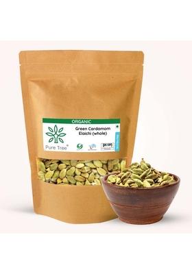 Pure Tree Certified Organic Elaichi | 50 g Green Cardamom Whole Spices Hari Chhoti Seeds Unique Aroma & Pleasant Flavour