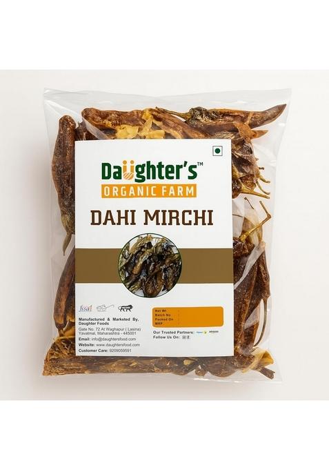 Daughter's Organic Farm Dahi Mirchi 100g | Homemade Rajasthani Curd Chilli Dry Green Chillies in & Spices Natural Preservative-Free Indian Side Dish