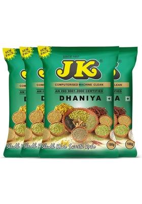JK Dhaniya (Coriander) Whole, 100g | Whole Dhania Seeds Sabut Cooking-Grade Impurities-Free (Pack of 4)
