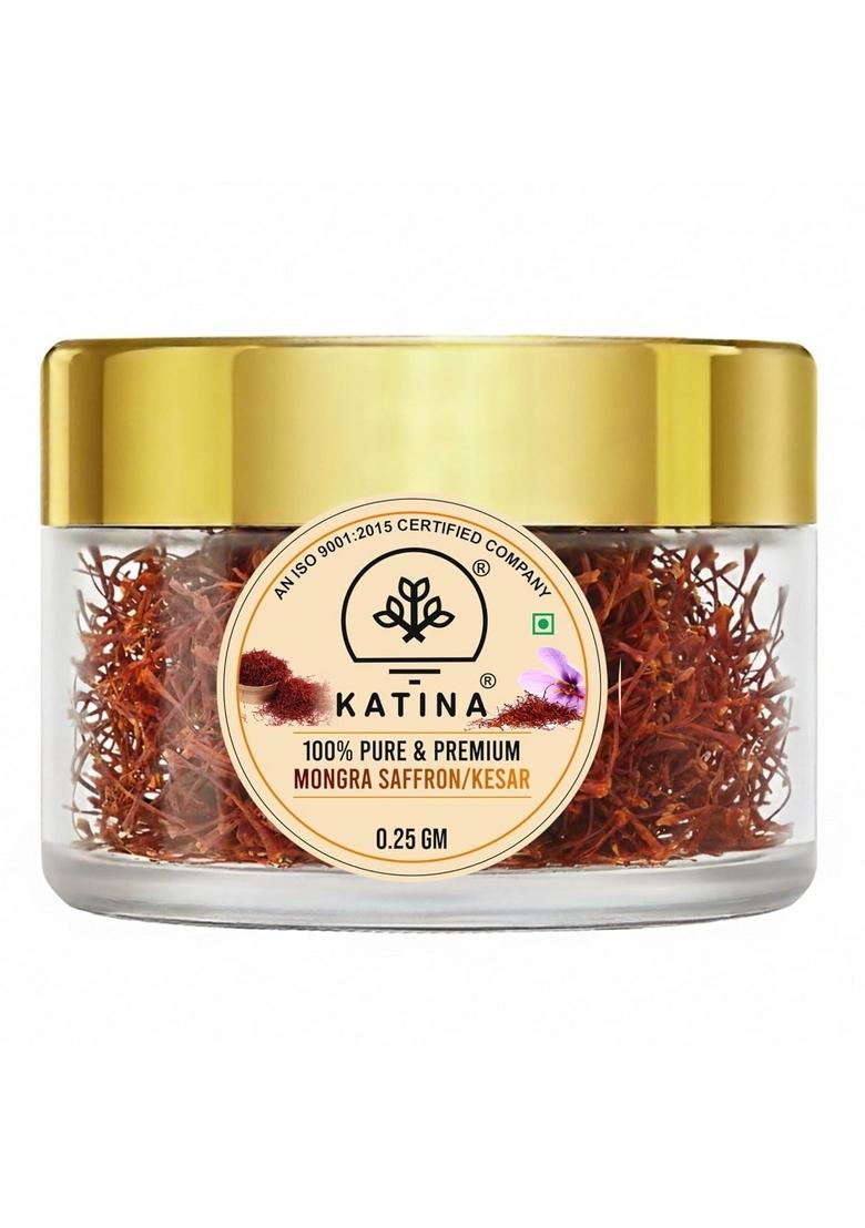 KATINA Saffron Original 0.25G | Pure Kashmiri Mongra Kesar Organic for Cooking, Pooja, Beauty & Health Fresh Rich Aroma Flavor Jafran Pregnant women, Face, 100% Natural Grade A1+++ Saffron/Kumkuma puvvu/Kungumapoo/Kesar