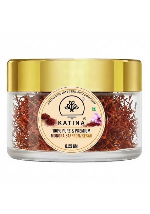 KATINA Saffron Original 0.25G | Pure Kashmiri Mongra Kesar Organic for Cooking, Pooja, Beauty & Health Fresh Rich Aroma Flavor Jafran Pregnant women, Face, 100% Natural Grade A1+++ Saffron/Kumkuma puvvu/Kungumapoo/Kesar