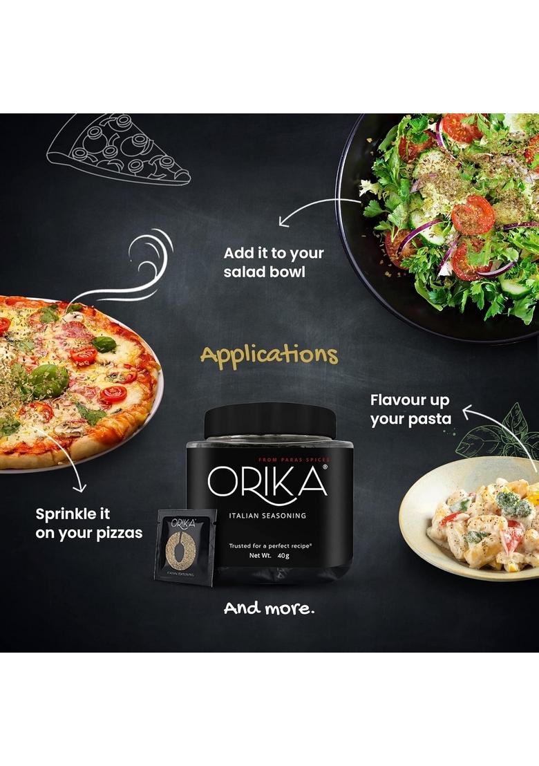 Orika Italian Seasoning 40g & Red Chilli Flakes Combo | For Pizza, Pasta, Garlic Bread Food Classic Blend Of Herbs No Artificial Flavours and Colours