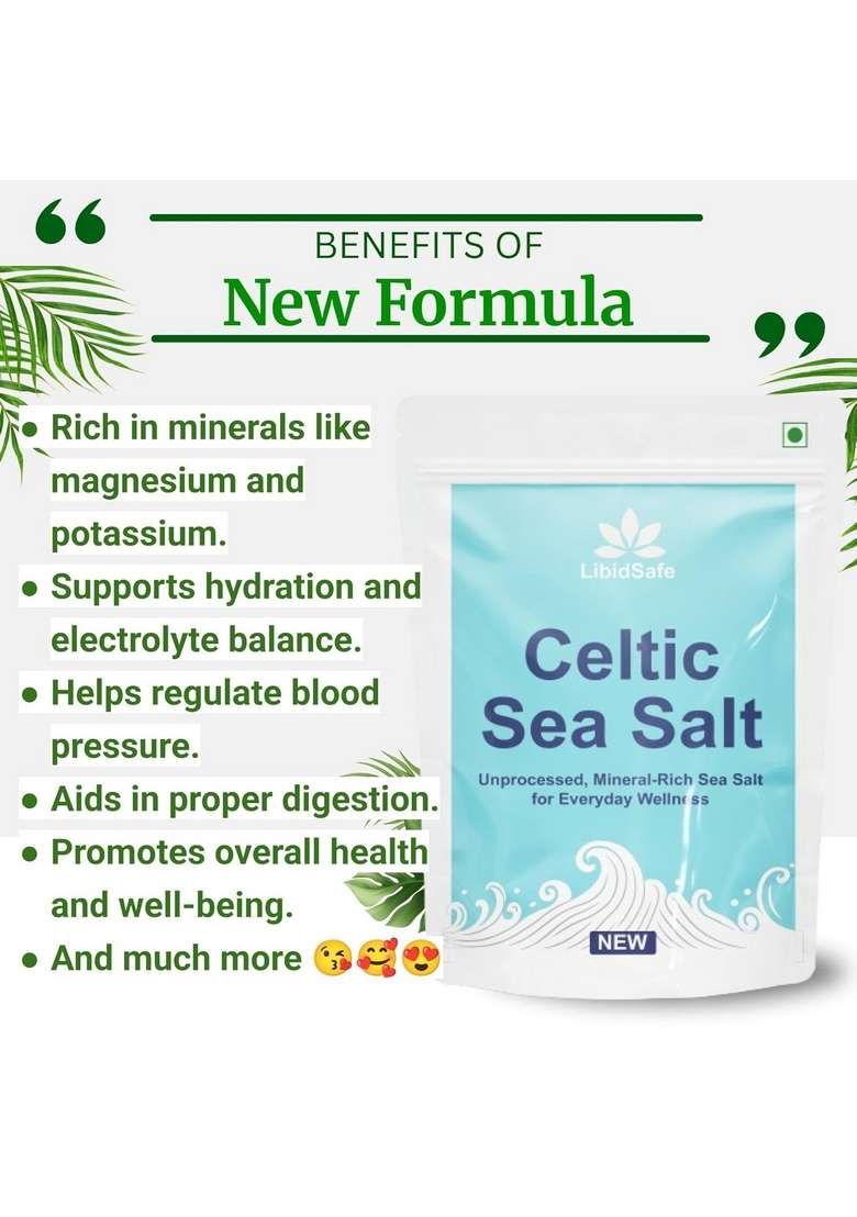 LibidSafe Celtic Sea Salt Organic 82 Minerals Coarse - Elevate Your Dishes with Hand Harvested Unmatched Flavor and Purity for Culinary Excellence (250 GM) - Indya
