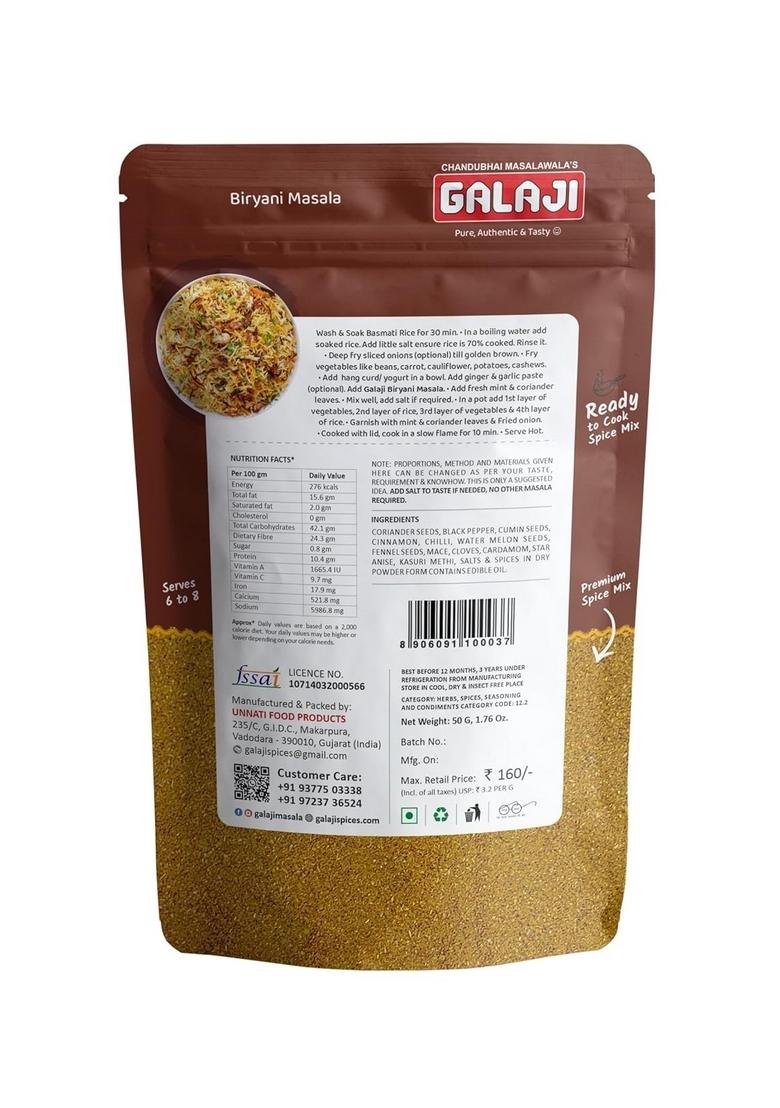 GALAJI Biryani Masala 50 Grams Homemade Powdered | for Healthy Cooking Ready to Cook All Seasonings Spices Pure & Hygiene Spice Mix