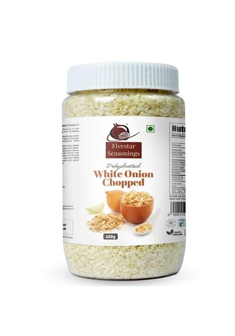 Nutty Fivestar Seasoning White Onion Chopped, 100% Natural, Rich In Iron, Easy To Cook, 0% Trans-Fat Dehydrated Flakes (400 Grams)