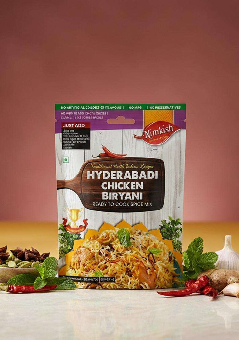 Nimkish Hyderabadi Chicken Biryani Masala Pack of 5 (40g each), Ready to Cook Spice Mix, Authentic Taste - Indya