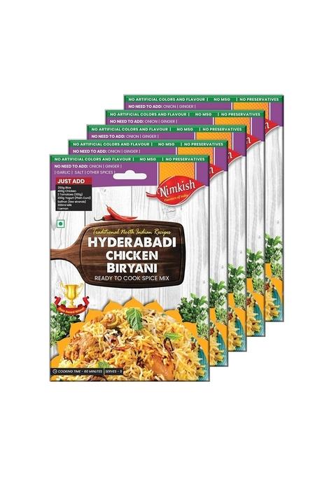 Nimkish Hyderabadi Chicken Biryani Masala Pack of 5 (40g each), Ready to Cook Spice Mix, Authentic Taste