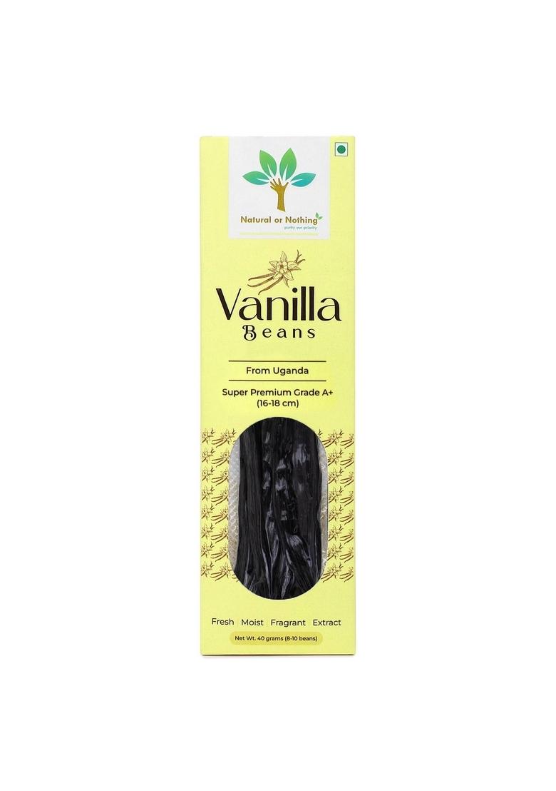 Natural or Nothing Vanilla Beans From Uganda|40 Grams(8-10 Beans)|Super Premium Grade A+(15+ Cm)Pods|Sticks|For Baking,Extract,Cooking,Ice Cream,Coffee Brewing