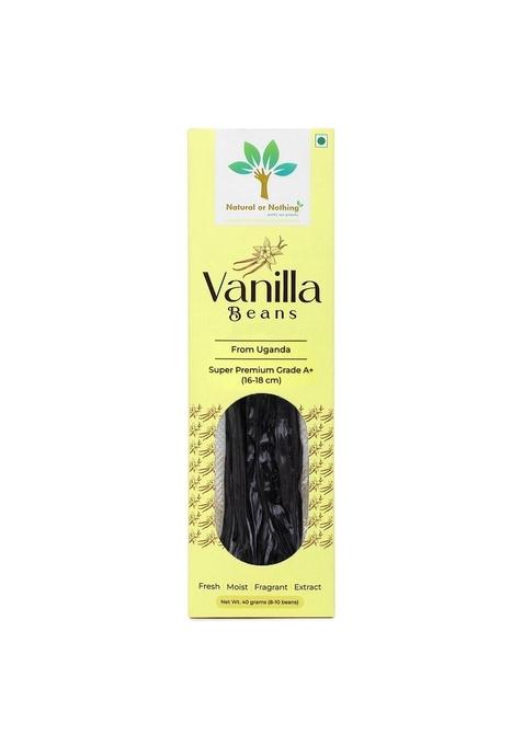 Natural or Nothing Vanilla Beans From Uganda|40 Grams(8-10 Beans)|Super Premium Grade A+(15+ Cm)Pods|Sticks|For Baking,Extract,Cooking,Ice Cream,Coffee Brewing