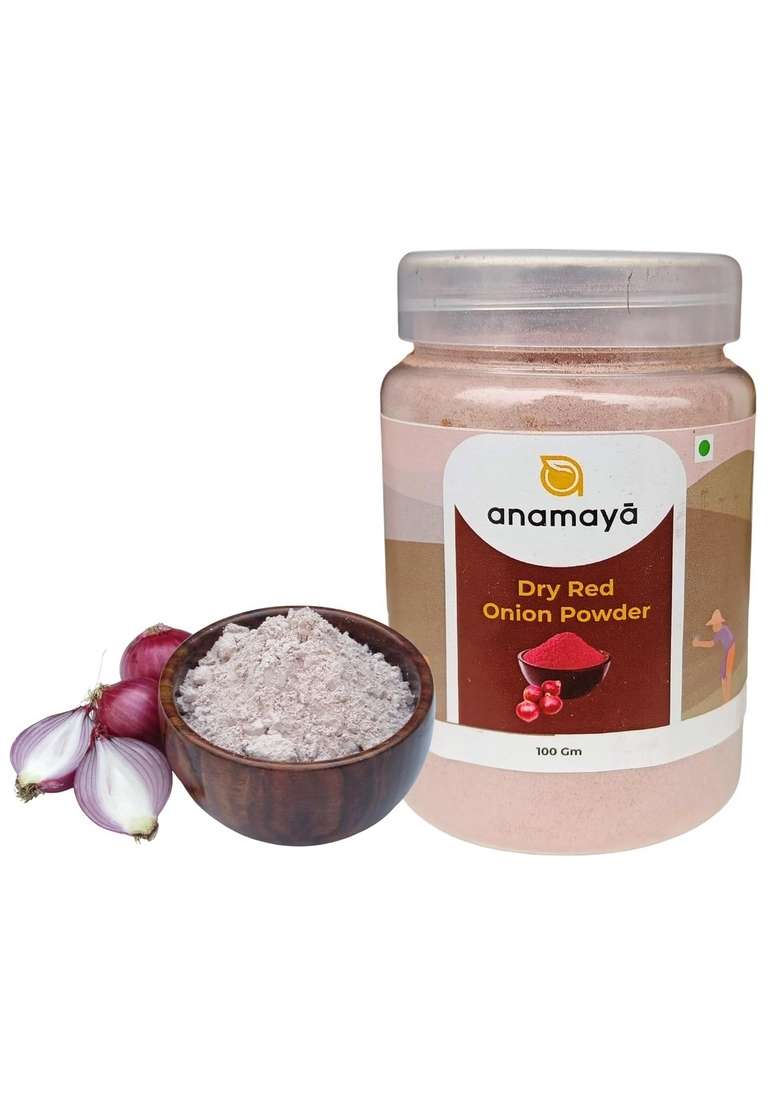 anamaya Dry Red Onion Powder | Natural , Dehydrated Simplifies Cooking & helps in Hair Growth Laal Pyaz ka No more tears| Grown Harvested Erode |100 gms Pack of 1 - Indya