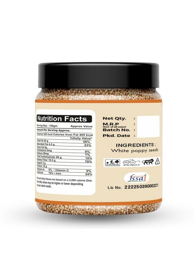 Anshu Farm Poppy Seeds (Khas Khas), Indian Posta Dana, No Artificial Colors and Preservatives, for Eating, Helps Boost Immunity Health Benefits