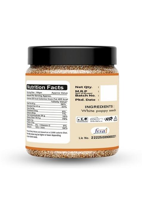 Anshu Farm Poppy Seeds (Khas Khas), Indian Posta Dana, No Artificial Colors and Preservatives, for Eating, Helps Boost Immunity Health Benefits