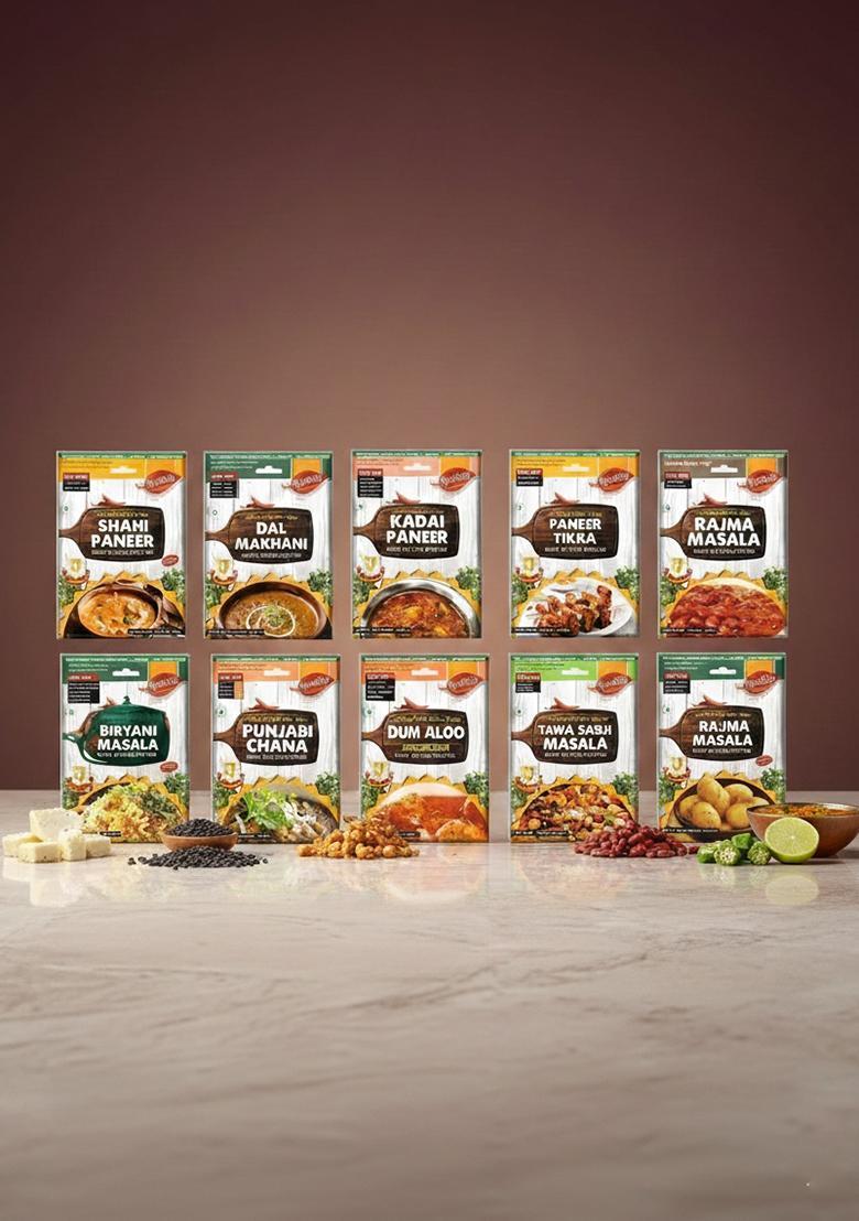 Nimkish Veg. Ready to Cook Spices Combo Pack of 10, Quick and Tasty Meals, Instant Masala, Premix