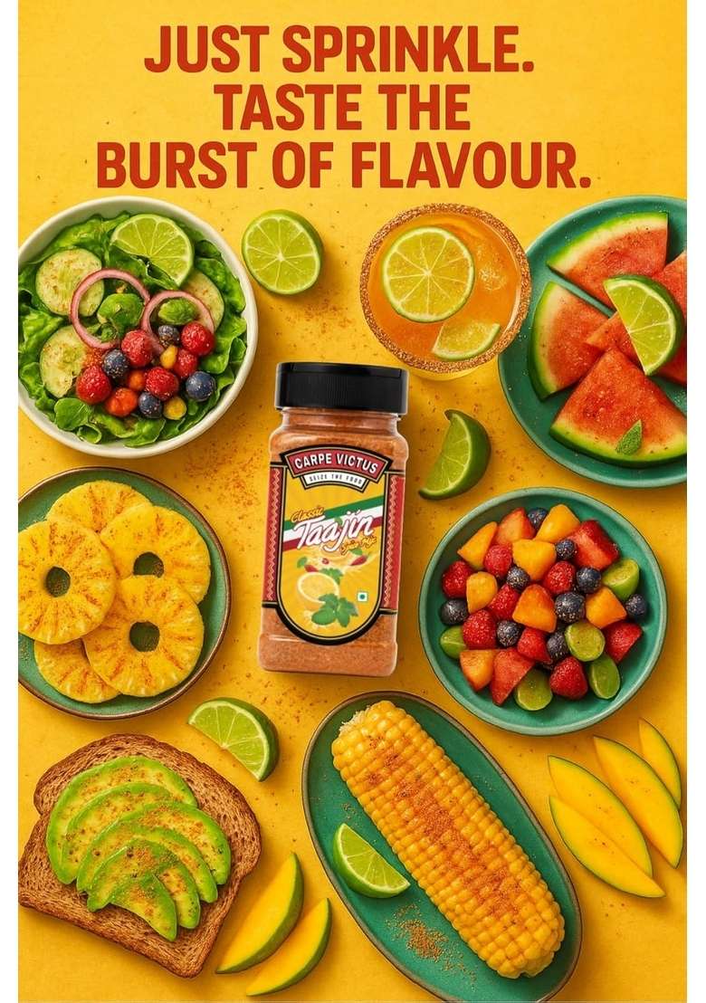 CARPE VICTUS Tajin Spice Mix Pack of 2 (100 gms each), Taajin Seasoning for Juices, Fruits, Cocktails, Snacks, Salads, Chilli Lime Masala Drinks, Mexican Masalas Cooking & Garnishing - Indya
