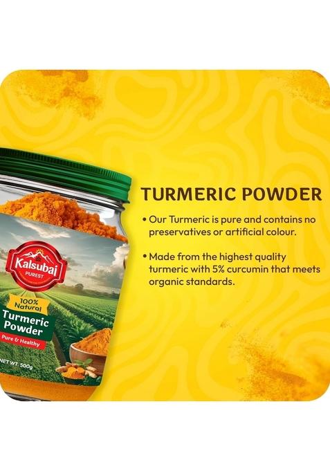 KALSUBAI PUREST Turmeric Powder | Pure Organic Natural, High Curcumin Ayurvedic Benefits Ideal for Cooking & Skincare (500gm)