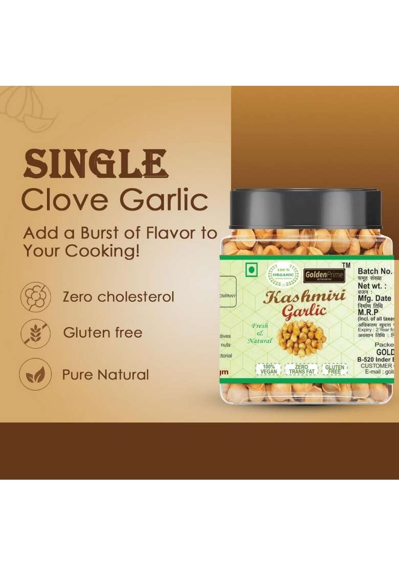 Golden Prime Kashmiri Garlic (Lehsun) 250 Gram, A Taste Of Himalayan Tradition, Premium Single Clove For Strong Immunity & Diabetes - Indya