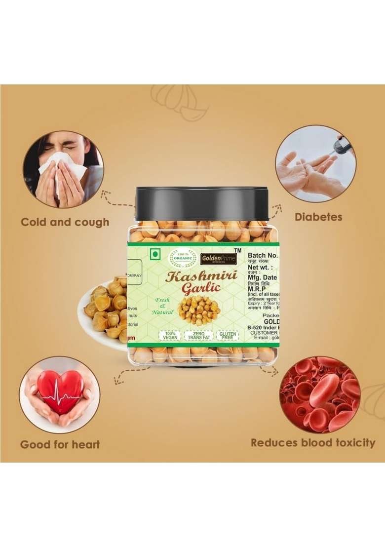 Golden Prime Kashmiri Garlic (Lehsun) 250 Gram, A Taste Of Himalayan Tradition, Premium Single Clove For Strong Immunity & Diabetes - Indya