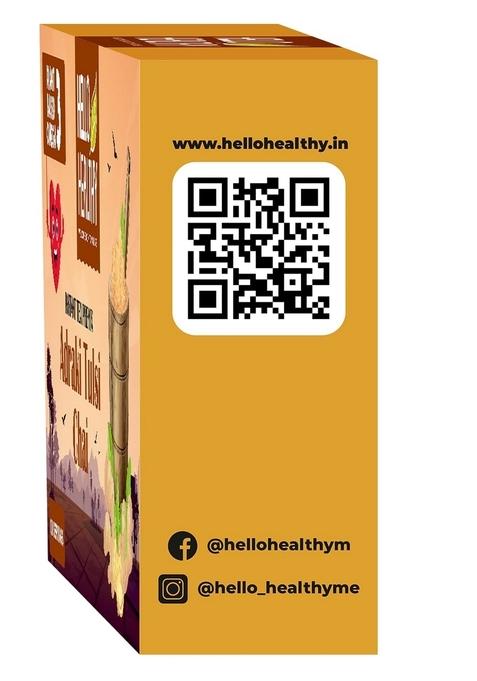 Hello Healthy Adraki Tulsi Chai | Instant Ginger Tea Premix Adrak Mix Readymade Powder Pack of 16 Sachets (11 g Each) Rich in Antioxidants, Supports Digestion
