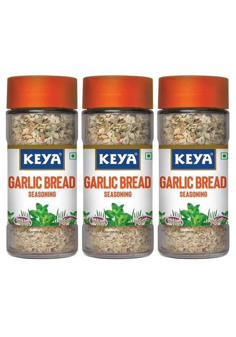 KEYA Garlic Bread Seasoning |All Natural & Healthy Spice Blend| Glass Bottle | Premium and Spices I No Preservatives 50g Pack of 3