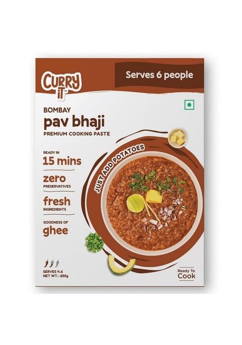 CURRYiT Instant Bombay Pav Bhaji Masala Curry Paste | Just Add Aloo (Potato) Ready in 15-30 Mins Serves 4-6 Made with Ghee No Preservatives To Cook Indian Gravy 250g