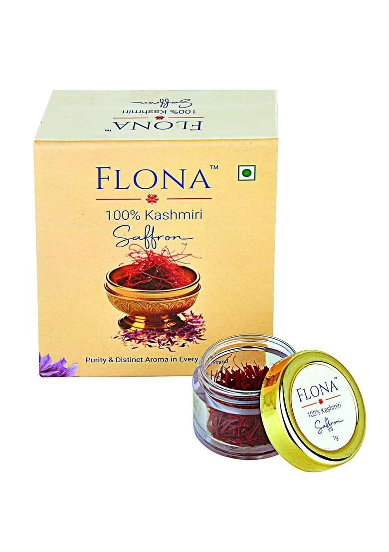 FLONA Kashmiri Premium Saffron 1g - 100% Pure & Authentic Kesar, Keshar, Kumkuma Puvvu | Original for Pregnant Women, Skin, Hair Health Benefits - Indya