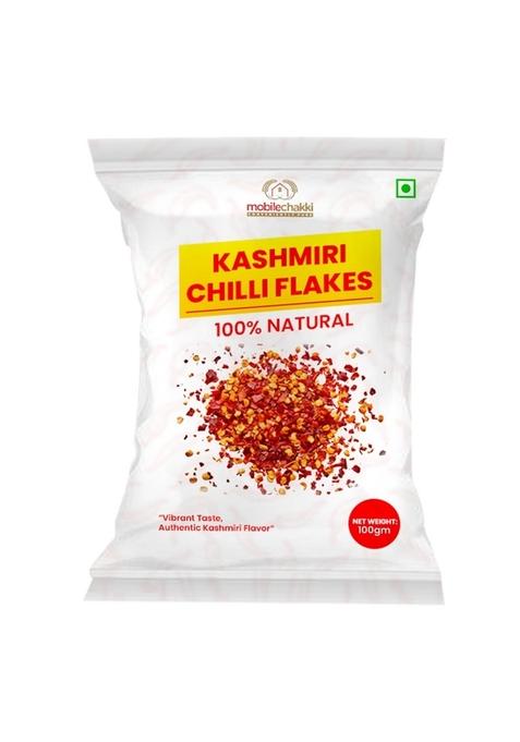 Mobile Chakki Kashmiri Chilli Flakes | Mild & Aromatic Red Natural, Sun-Dried, Rich Color Ideal for Cooking Toppings 100g