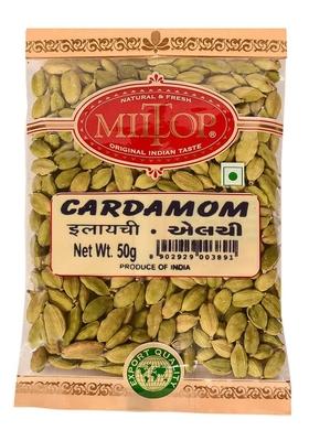 MILTOP Premium Cardamom Green Whole (ELAICHI), 50g | 8 mm Size