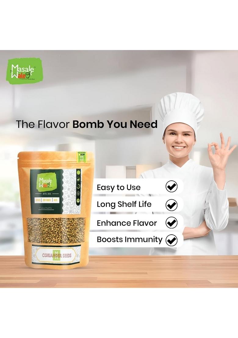 TheMasalewale 200gm Coriander Seeds Whole|Khada Dhaniya/Sabut Dhaniya Deshi|Sundried Sortex Cleaned Rich In Essential Oil|Natural Green|No Added Flavours And Colour|100% Natural