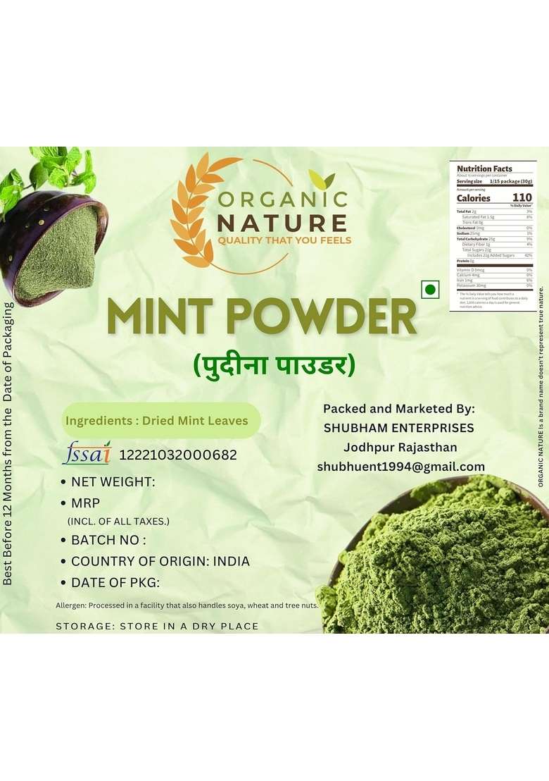 ORGANIC NATURE DRY PUDHINA POWDER PACK OF 200 GRAM - Indya