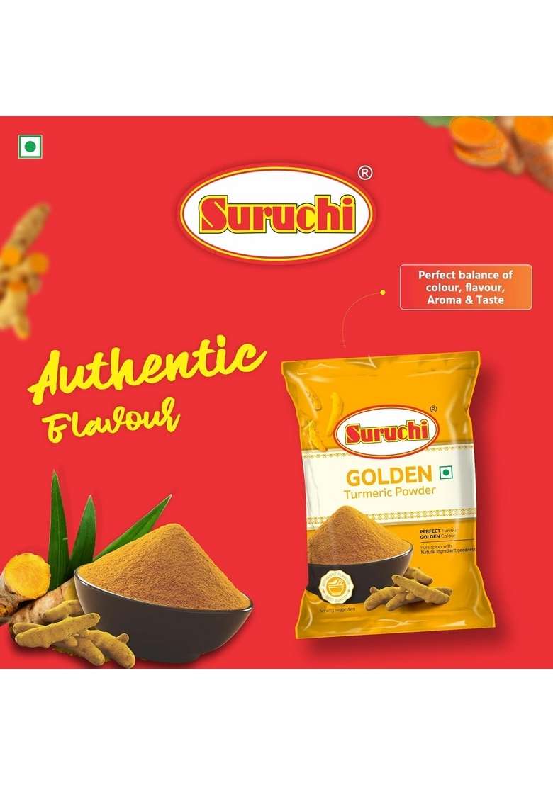 Suruchi Daily Spice Combo Pack (Tejalal Red Chilli Powder - 500g, Golden Turmeric 200g, Coriander Goda Masala 200g | Natural Pure Quality, No Artificial Colors (Pack of 4) - Indya