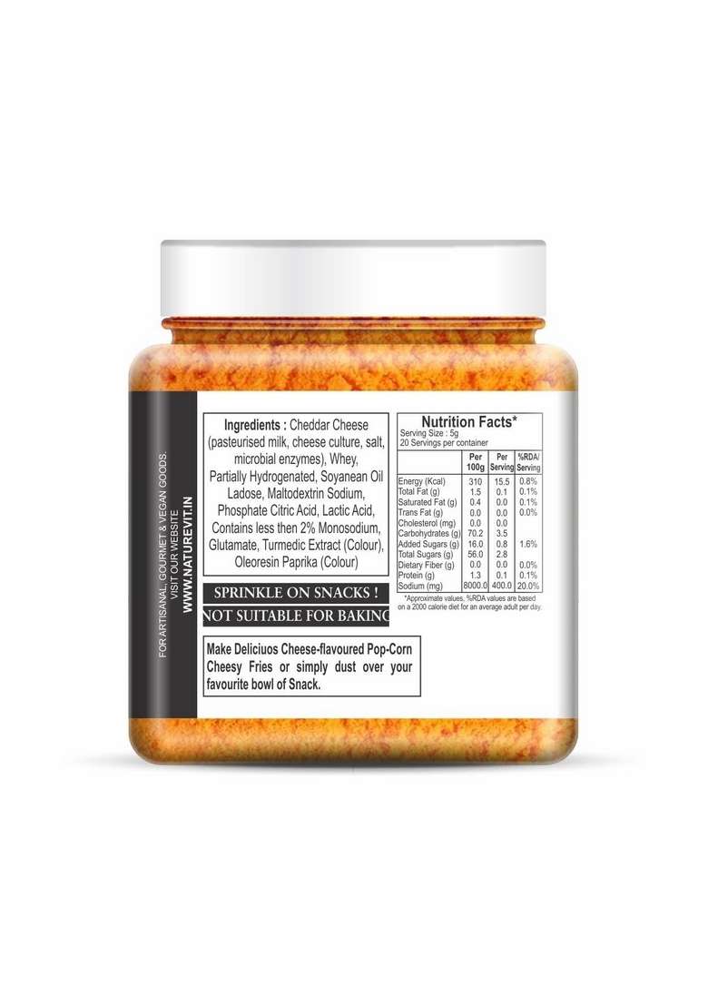 Nature Vit NatureVit Cheddar Cheese Powder, 250g | Powder For Popcorn Pizza Masala French Fries & Pasta Vegan Makhana - Indya