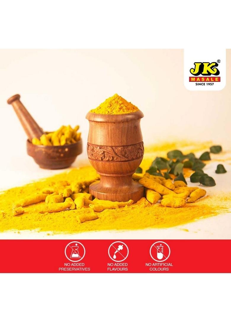 JK Haldi (Turmeric) Powder Jar, 500g | Natural Golden Turmeric 100% Vegan NO Added Flavours and Colours Perfect for Indian Cooking (Jar Pack of 1)