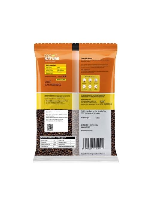 Pro Nature 100% Organic Black Pepper (Whole) 100g
