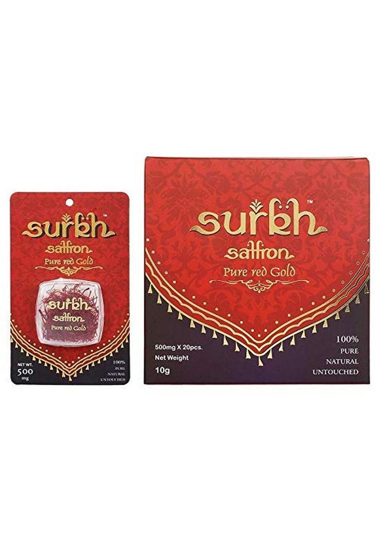 SURKH Saffron 100% Pure Natural Untouched Premium Grade 1 Kesar (1 Grams, Pack of 5)