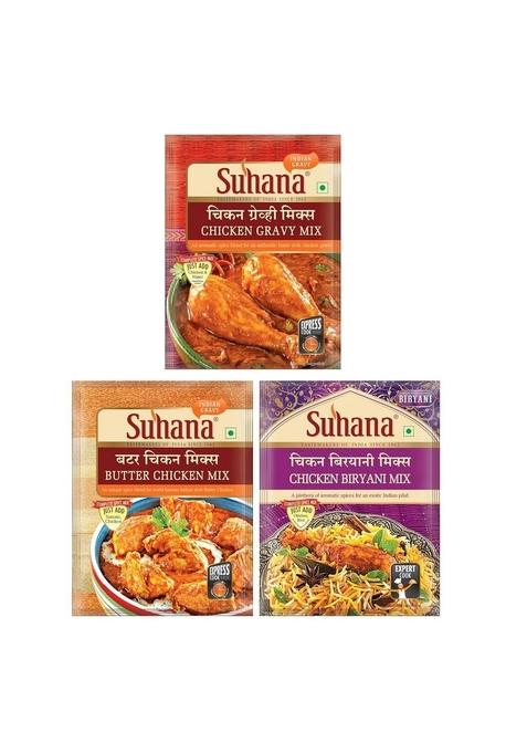 Suhana Spice Mixes - Chicken Gravy Mix Butter Biryani Combo of 3