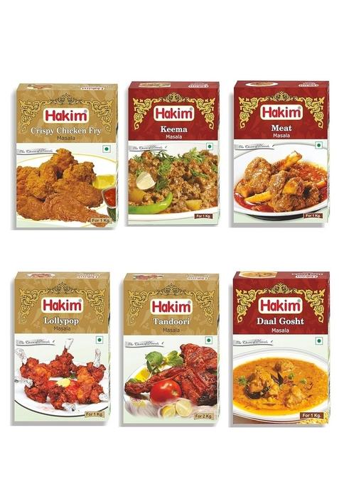Hakim Authentic Mughlai Keema Masala, Meat Lollypop Tandoori Daal Gosht CRP. Chicken Fry Masala (Combo of 6)