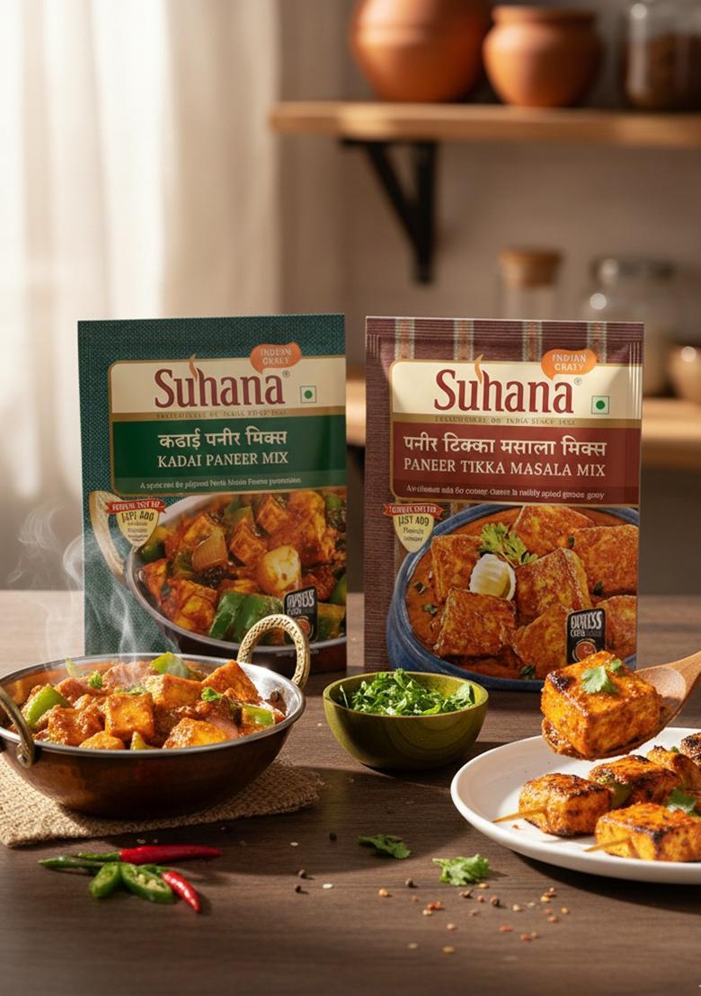 Suhana Paneer Kadhai Mix & Tikka 50g Spice | Easy to Cook