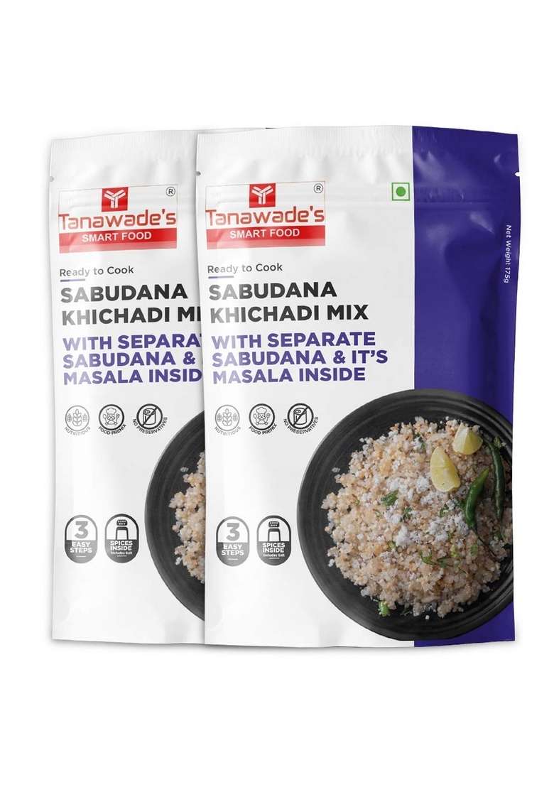 Tanawade’s Smart Food Instant Sabudana Khichdi Mix – Pack of 2 • Ready‑to‑Cook Savory Tapioca Vegan & Gluten‑Free No Preservatives 5–7 min Prep - Indya