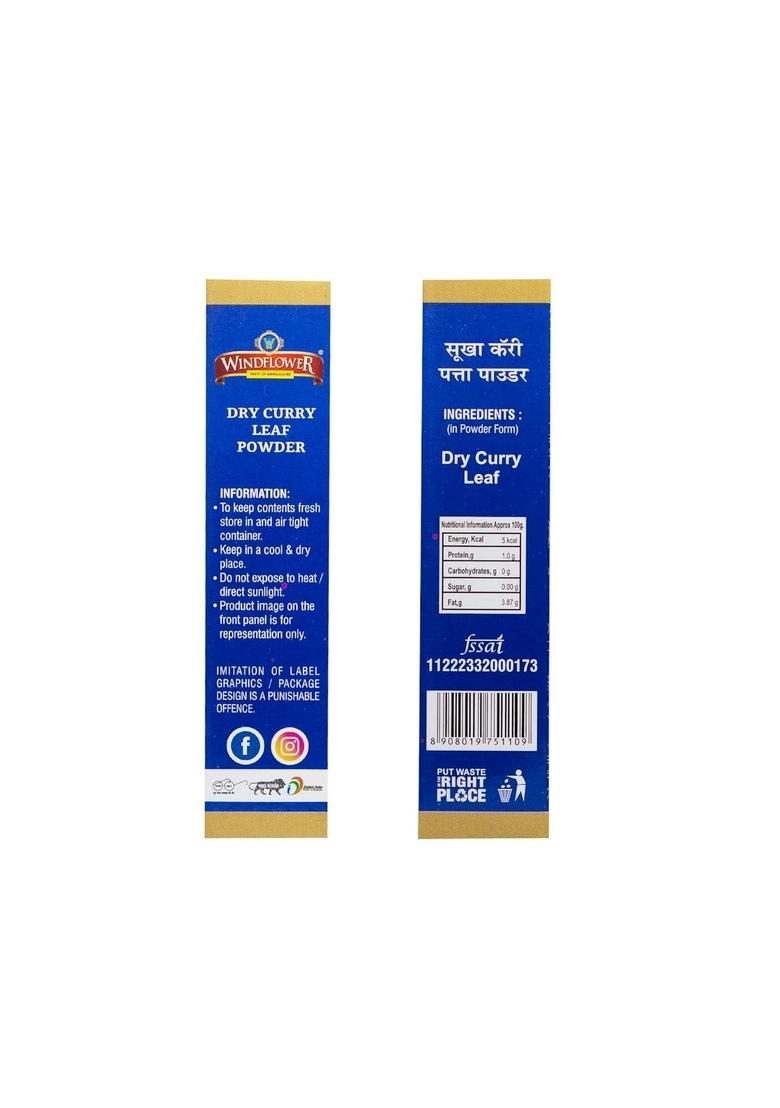 Windflower Dry Curry Leaf Powder | 100g Natural & Aromatic Ideal for Cooking, Seasoning South Indian Recipes