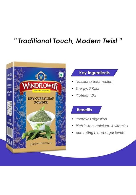 Windflower Dry Curry Leaf Powder | 100g Natural & Aromatic Ideal for Cooking, Seasoning South Indian Recipes
